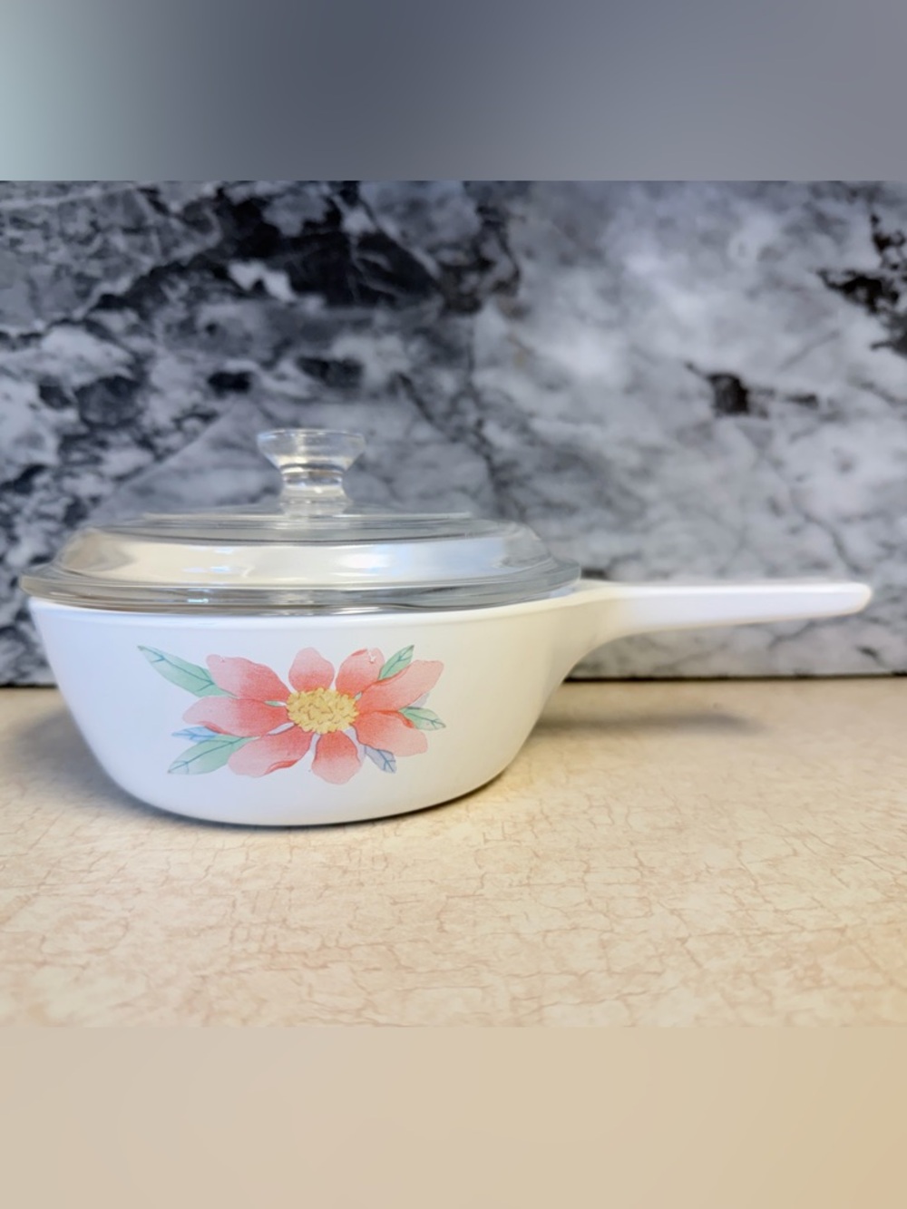 Corning Ware Pink Peony S-81-B Saucepan 0.5L with Pyrex Lid P81C Discontinued